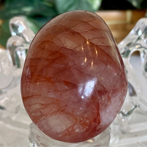 2" RED FIRE QUARTZ Hematoid Crystal Polished Palm Stone Tumble Madagascar 73g - Picture 2 of 13